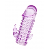 Закрытая фиолетовая насадка с 2 отростками - 13 см. - Toyfa Basic - в Рыбинске купить с доставкой