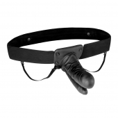 Полый страпон с двумя отростками и вибрацией Unisex Vibrating Hollow Strap-On Double Penetrating Dildo - 17,8 см. - Lux Fetish - купить с доставкой в Рыбинске