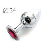Коническая серебристая анальная втулка с малиновым кристаллом - 8,2 см. - Anal Jewelry Plug - купить с доставкой в Рыбинске