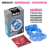 Голубое эрекционное виброкольцо Luxe VIBRO  Дьявол в доспехах  + презерватив - Luxe - в Рыбинске купить с доставкой