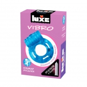 Голубое эрекционное виброкольцо Luxe VIBRO  Кошмар русалки  + презерватив - Luxe - в Рыбинске купить с доставкой
