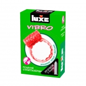 Розовое эрекционное виброкольцо Luxe VIBRO  Поцелуй стриптизёрши  + презерватив - Luxe - в Рыбинске купить с доставкой