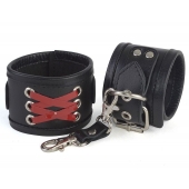 Кожаные наручники с декоративной лаковой шнуровкой - Sitabella - купить с доставкой в Рыбинске