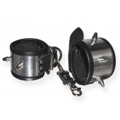 Серебристо-черные наручники с шипами и металлическим блеском - Sitabella - купить с доставкой в Рыбинске