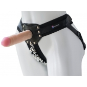 Черный пояс-трусики с насадкой  Гламур Dana  - 15,5 см. - LOVETOY (А-Полимер) - купить с доставкой в Рыбинске