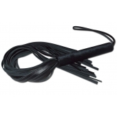 Чёрная кожаная плеть с жесткой ручкой - 63 см. - Sitabella - купить с доставкой в Рыбинске