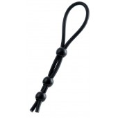 Черное лассо на пенис с тремя бусинами - A-toys - в Рыбинске купить с доставкой