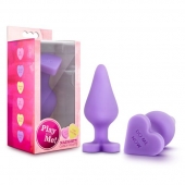 Фиолетовая анальная пробка Naughty Candy Heart Do Me Now - 8,9 см. - Blush Novelties - купить с доставкой в Рыбинске