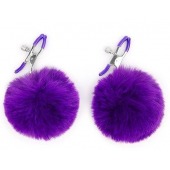 Зажимы для сосков с фиолетовым пушком - Notabu - купить с доставкой в Рыбинске