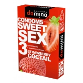 Презервативы для орального секса DOMINO Sweet Sex с ароматом клубничного коктейля  - 3 шт. - Domino - купить с доставкой в Рыбинске