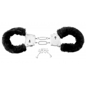 Меховые чёрные наручники Beginner s Furry Cuffs - Pipedream - купить с доставкой в Рыбинске