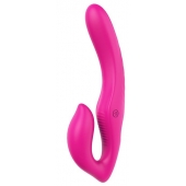 Ярко-розовый безремневой страпон REMOTE DOUBLE DIPPER - 22 см. - Dream Toys - купить с доставкой в Рыбинске