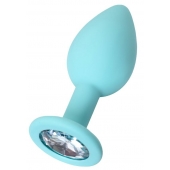 Мятная анальная пробка с прозрачным кристаллом Brilliant - 7 см. - ToyFa - купить с доставкой в Рыбинске