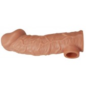 Телесная насадка на фаллос с отверстием для мошонки EXTREME SLEEVE - 17,6 см. - KOKOS - в Рыбинске купить с доставкой