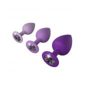 Набор из 3 фиолетовых анальных пробок со стразами Little Gems Trainer Set - Pipedream - купить с доставкой в Рыбинске