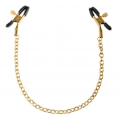 Чёрные с золотом зажимы на соски Gold Chain Nipple Clamps - Pipedream - купить с доставкой в Рыбинске