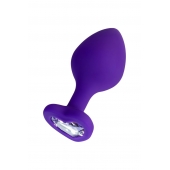 Фиолетовая анальная втулка Diamond Heart с прозрачным кристаллом - 8 см. - ToyFa - купить с доставкой в Рыбинске