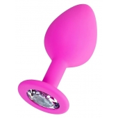 Розовая анальная втулка Brilliant с прозрачным кристаллом - 8 см. - ToyFa - купить с доставкой в Рыбинске