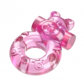 Розовое эрекционное виброкольцо на пенис Pink Bear - Baile - в Рыбинске купить с доставкой