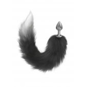 Серебристая анальная пробка с черным хвостом Galaxy - Lola Games - купить с доставкой в Рыбинске