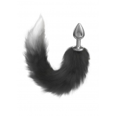 Серебристая анальная пробка с черным хвостом Starlit - Lola Games - купить с доставкой в Рыбинске