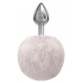 Серебристая анальная пробка с белым пушистым хвостиком Twinkle - Lola Games - купить с доставкой в Рыбинске