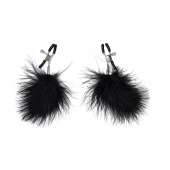 Зажимы на соски с черным пухом Euphoric - Lola Games - купить с доставкой в Рыбинске