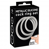 Набор из 3 эрекционных колец под металл Metallic Silicone Cock Ring Set - Orion - в Рыбинске купить с доставкой