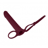 Бордовая вибронасадка для двойного проникновения Rori - 17 см. - Lola Games - купить с доставкой в Рыбинске