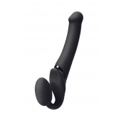 Черный безремневой вибрострапон Silicone Bendable Strap-On M - Strap-on-me - купить с доставкой в Рыбинске