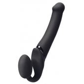 Черный безремневой вибрострапон Silicone Bendable Strap-On M - Strap-on-me - купить с доставкой в Рыбинске