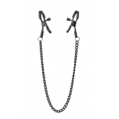 Черные зажимы на соски на цепочке BLAZE DELUXE NIPPLE CLAMPS - Dream Toys - купить с доставкой в Рыбинске