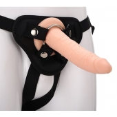 Телесный страпон на черных трусиках STRAP ON REAL DILDO - 20 см. - Dream Toys - купить с доставкой в Рыбинске