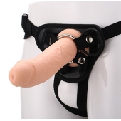 Черные трусики с телесной насадкой STRAP ON REAL DILDO - 21 см. - Dream Toys - купить с доставкой в Рыбинске