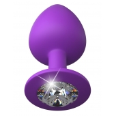 Фиолетовая анальная пробка со стразом Her Little Gem Large Plug - 9,5 см. - Pipedream - купить с доставкой в Рыбинске