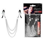 Оригинальные зажимы на соски с тройной цепочкой - Notabu - купить с доставкой в Рыбинске