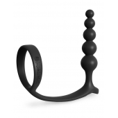 Черная анальная цепочка с эрекционным кольцом Ass-gasm Cockring Anal Beads - Pipedream - в Рыбинске купить с доставкой