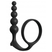 Черная анальная цепочка с эрекционным кольцом Ass-gasm Cockring Anal Beads - Pipedream - в Рыбинске купить с доставкой