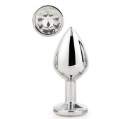 Серебристая анальная втулка с прозрачным кристаллом - 7,1 см. - Dream Toys - купить с доставкой в Рыбинске