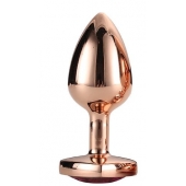 Золотистая анальная втулка с кристаллом-сердечком розового цвета - 7,1 см. - Dream Toys - купить с доставкой в Рыбинске