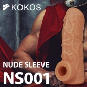 Телесная открытая насадка-реалистик с подхватом мошонки Nude Sleeve L - 14 см. - KOKOS - в Рыбинске купить с доставкой