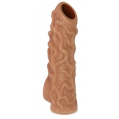 Телесная насадка с венками и открытой головкой Nude Sleeve L - 14 см. - KOKOS - в Рыбинске купить с доставкой