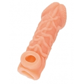 Телесная закрытая насадка с венками Cock Sleeve Size S - 13,8 см. - KOKOS - в Рыбинске купить с доставкой