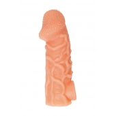 Телесная закрытая насадка с венками Cock Sleeve Size M - 15,6 см. - KOKOS - в Рыбинске купить с доставкой