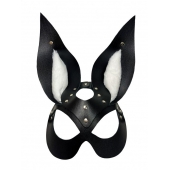Черная маска зайки с белым мехом на ушках Miss Bunny - БДСМ Арсенал - купить с доставкой в Рыбинске