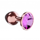 Пробка цвета розового золота с лиловым кристаллом Diamond Quartz Shine L - 8,3 см. - Lola Games - купить с доставкой в Рыбинске