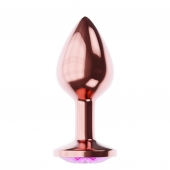 Пробка цвета розового золота с лиловым кристаллом Diamond Quartz Shine L - 8,3 см. - Lola Games - купить с доставкой в Рыбинске