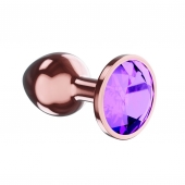 Пробка цвета розового золота с фиолетовым кристаллом Diamond Amethyst Shine L - 8,3 см. - Lola Games - купить с доставкой в Рыбинске