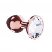 Пробка цвета розового золота с прозрачным кристаллом Diamond Moonstone Shine L - 8,3 см. - Lola Games - купить с доставкой в Рыбинске