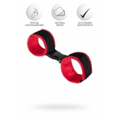 Красно-черные велюровые наручники Anonymo - ToyFa - купить с доставкой в Рыбинске